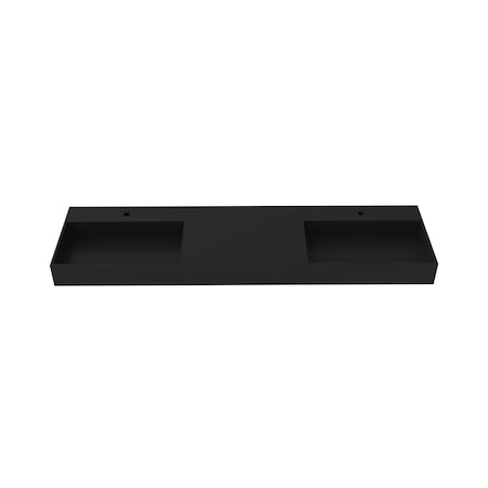 Castello Usa Juniper 72 in Solid Surface Wall-Mounted Bathroom Sink in Black CB-GM-2056-72-B
